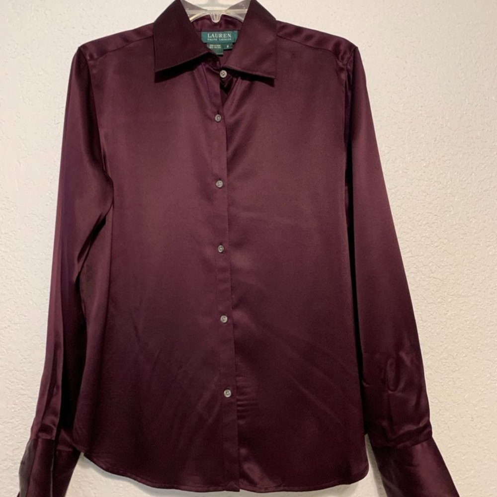 Ralph Lauren vintage 100% silk blouse purple med.